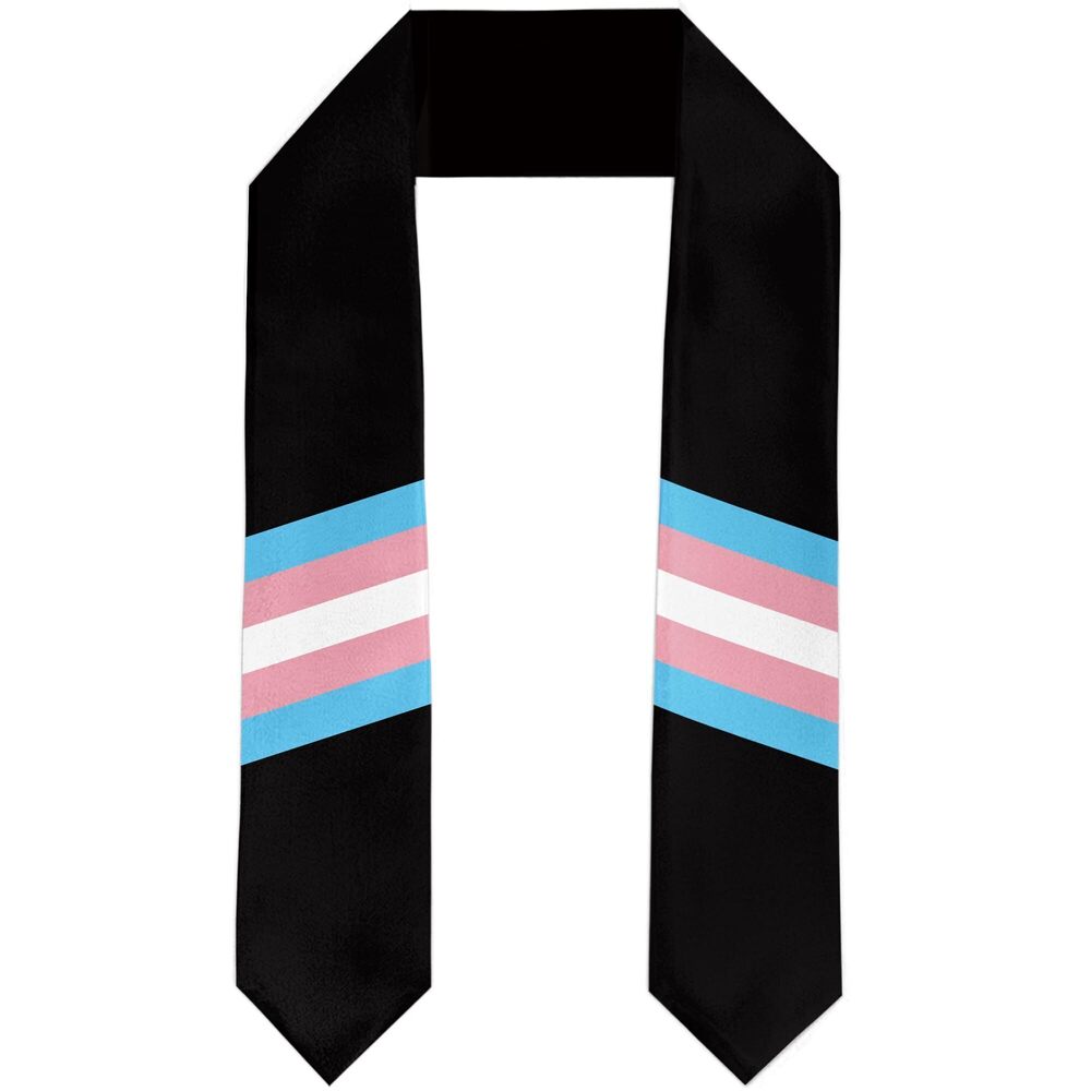 8139 Transgender Flag Graduation Stole Satin Sash Scarf for Study Aboard